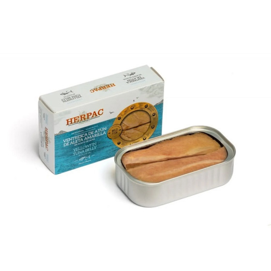 VENTRESCA DE ATÚN DE ALETA AMARILLA EN ACEITE DE OLIVA LATA 120g HERPAC BARBATE
