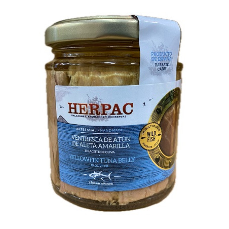 VENTRESCA DE ATÚN DE ALETA AMARILLA EN ACEITE DE OLIVA TARRO 250g HERPAC BARBATE