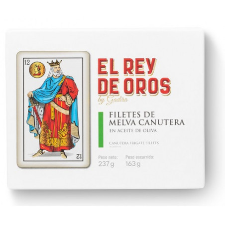 FILETES DE MELVA CANUTERA EN ACEITE DE OLIVA LATA 237g EL REY DE OROS BARBATE