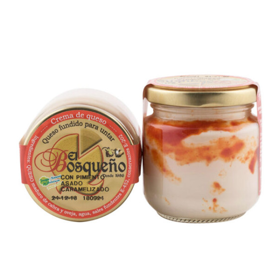 CREMA DE QUESO CON PIMIENTOS ASADOS CARAMELIZADOS EL BOSQUEÑO TARRO  130 gr 