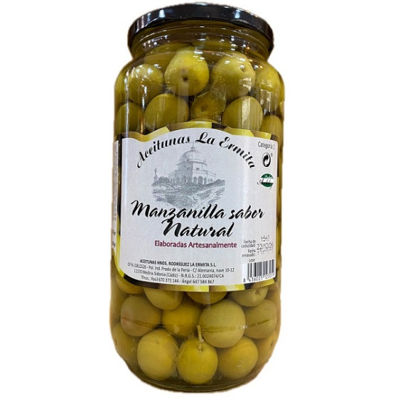 ACEITUNAS MANZANILLAS SABOR NATURAL 1350 gr ACEITUNAS LA ERMITA