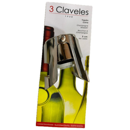 TAPÓN PARA CAVA 3 CLAVELES 5 CM – CROMADO DE ALTA CALIDAD PARA BOTELLAS DE ESPUMOSOS