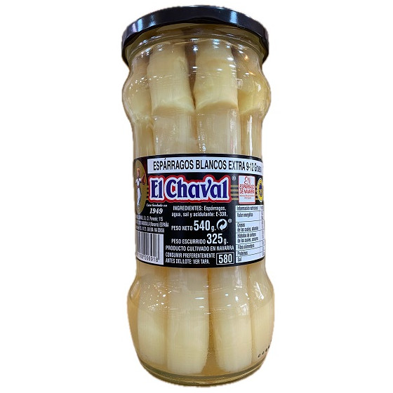 ESPÁRRAGOS BLANCOS EXTRA 912 UNIDADES 540G CONSERVAS EL CHAVAL NAVARRA