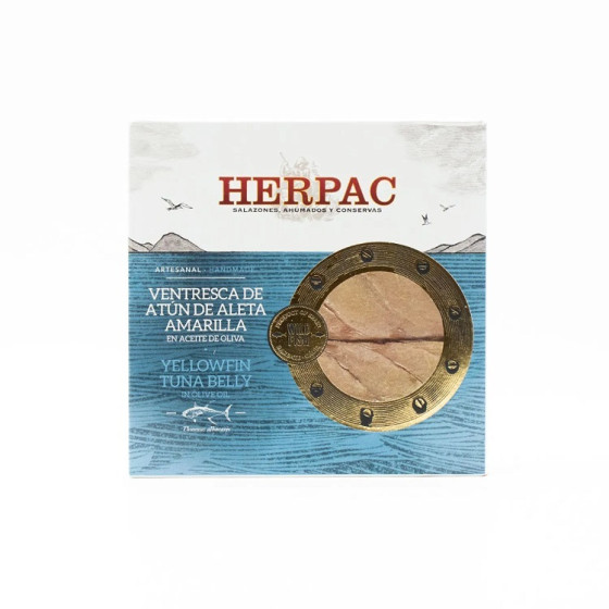 VENTRESCA DE ATÚN DE ALETA AMARILLA EN ACEITE DE OLIVA LATA 523g HERPAC BARBATE