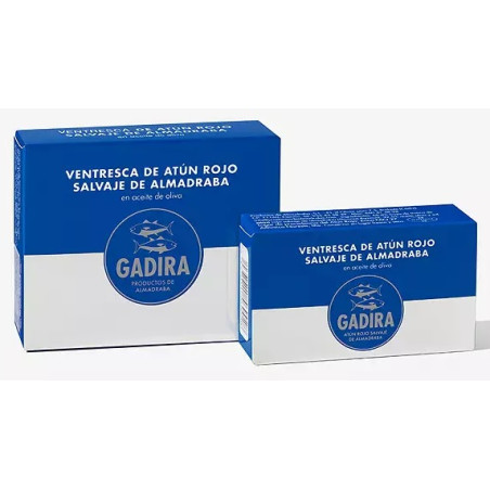 VENTRESCA DE ATÚN ROJO SALVAJE DE ALMADRABA EN ACEITE DE OLIVA LATA 120g GADIRA BARBATE