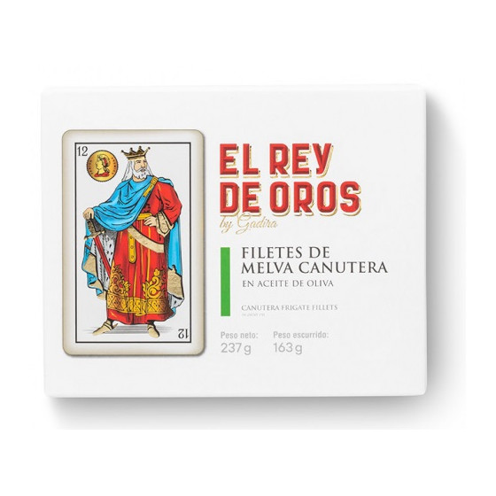 FILETES DE MELVA CANUTERA EN ACEITE DE OLIVA LATA 120g EL REY DE OROS BARBATE