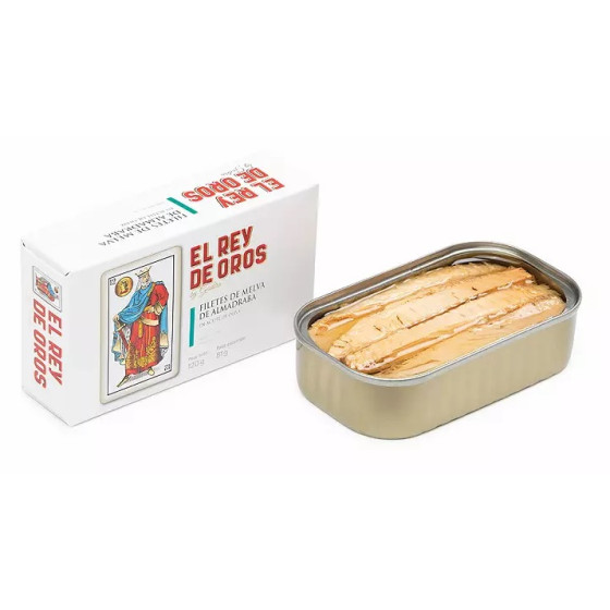 FILETES DE MELVA DE ALMADRABA EN ACEITE DE OLIVA LATA 120g EL REY DE OROS BARBATE
