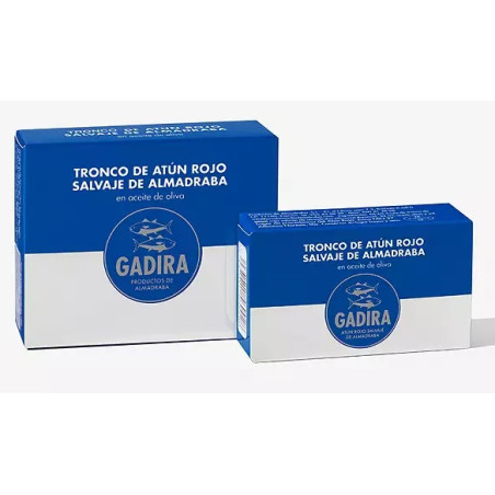 TRONCO DE ATÚN ROJO SALVAJE DE ALMADRABA EN ACEITE DE OLIVA LATA 237 gr  GADIRA BARBATE