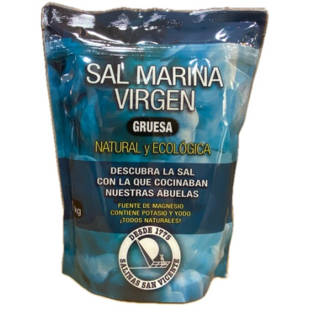 SAL MARINA VIRGEN (GRUESA) NATURAL Y ECOLÓGICA 1 kg SALINAS SAN VICENTE SAN FERNANDO