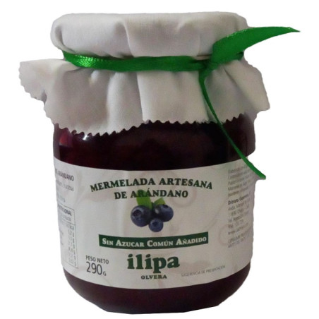 MERMELADA ARTESANA DE ARÁNDANOS SIN AZUCAR COMÚN AÑADIDA ILIPA OLVERA