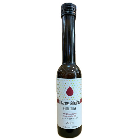 VINAGRE DULCE DE MEMBRILLO 250 ml ALMAZARAS DE LA SUBBÉTICA  PARQUEOLIVA SABOR GOURMET DE CÓRDOBA