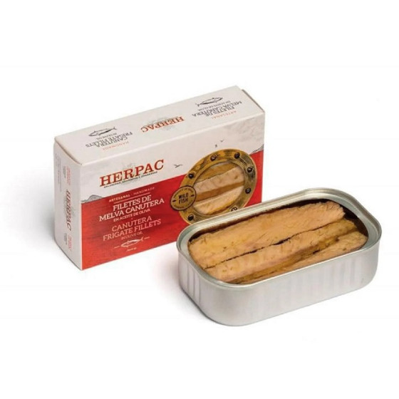 FILETES DE MELVA CANUTERA EN ACEITE DE OLIVA LATA 120g HERPAC BARBATE