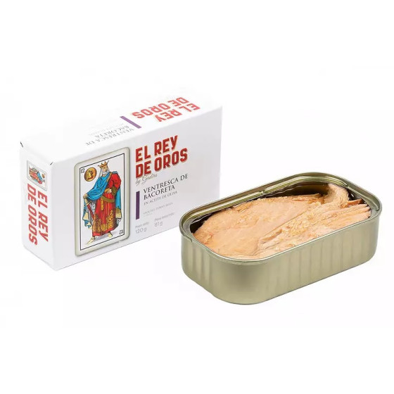 VENTRESCA DE BACORETA EN ACEITE DE OLIVA LATA 120g EL REY DE OROS BARBATE