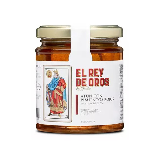 TARRO DE ATÚN CON PIMIENTOS ROJOS 250 gr EL REY DE OROS BARBATE