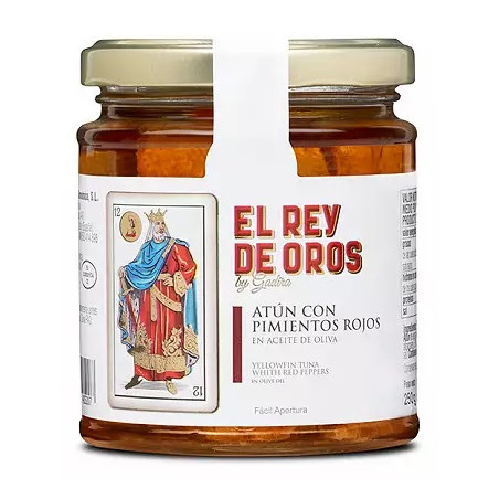 TARRO DE ATÚN CON PIMIENTOS ROJOS 250 gr EL REY DE OROS BARBATE