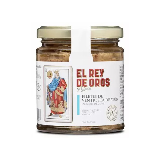 TARRO FILETES DE VENTRESCA DE ATÚN EN ACEITE 250 gr EL REY DE OROS BARBATE