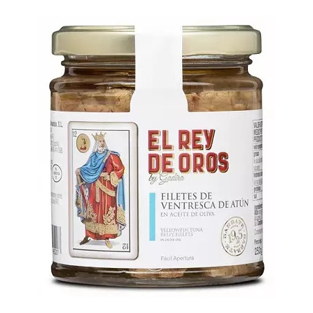 TARRO FILETES DE VENTRESCA DE ATÚN EN ACEITE 250 gr EL REY DE OROS BARBATE