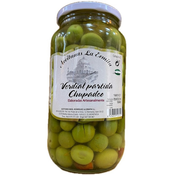 ACEITUNAS VERDIAL PARTIDAS CHUPADEO 1350 gr ACEITUNAS LA ERMITA