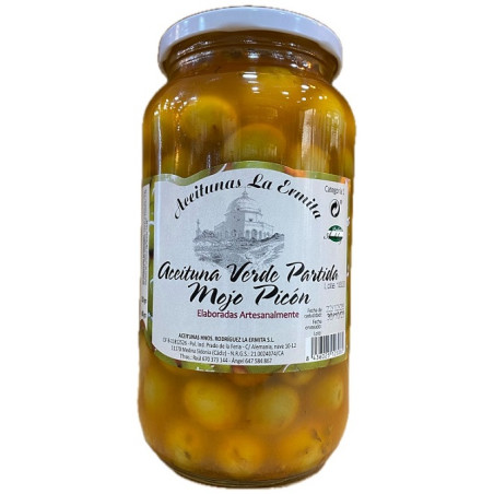 ACEITUNAS VERDE PARTIDAS AL MOJO PICON 1350 gr ACEITUNAS LA ERMITA