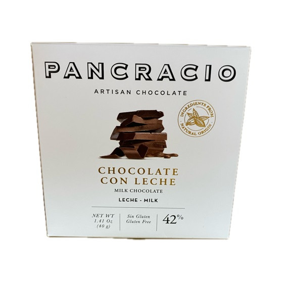CHOCOLATE ARTESANO CON LECHE 40g PANCRACIO