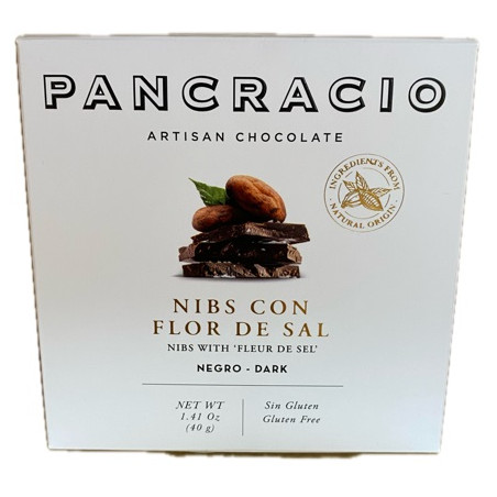 CHOCOLATE ARTESANO NIBS CON FLOR DE SAL 40g PANCRACIO