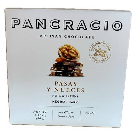 CHOCOLATE ARTESANO CON PASAS Y NUECES 40g PANCRACIO