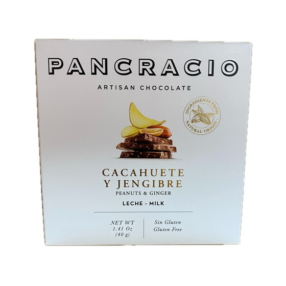 CHOCOLATE ARTESANO CACAHUETE Y JENGIBRE 40g PANCRACIO
