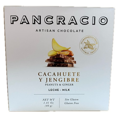 CHOCOLATE ARTESANO CACAHUETE Y JENGIBRE 40g PANCRACIO