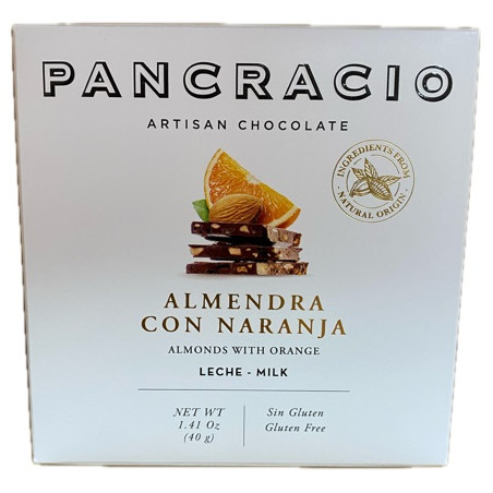 CHOCOLATE ARTESANO ALMENDRA CON NARANJA 40g PANCRACIO