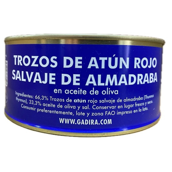 TROZOS DE ATÚN ROJO SALVAJE DE ALMADRABA EN ACEITE DE OLIVA LATA 975g GADIRA BARBATE
