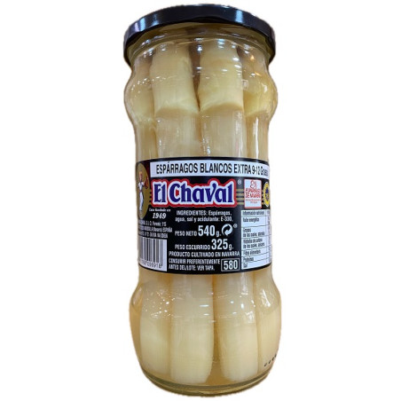 ESPÁRRAGOS BLANCOS EXTRA 912 UNIDADES 540G CONSERVAS EL CHAVAL NAVARRA