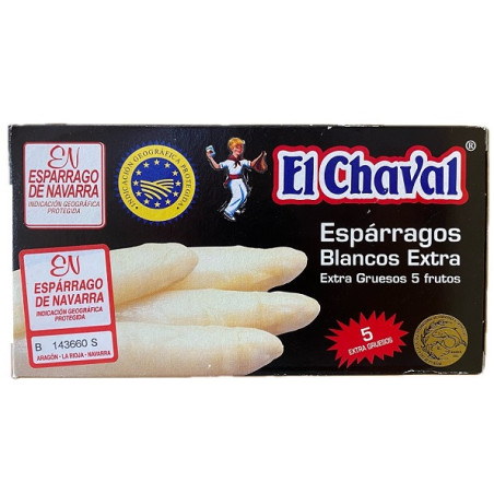 ESPÁRRAGOS BLANCOS EXTRA GRUESOS 5 FRUTOS 390G CONSERVAS EL CHAVAL NAVARRA