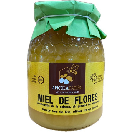 MIEL DE COLMENA APÍCOLA PATIÑO 1 KG – MIEL CRUDA ARTESANAL EN TARRO DE CRISTAL