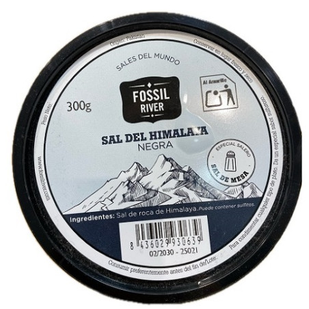 SAL NEGRA FOSSIL RIVER 300 G – SAL GOURMET PREMIUM CON CARBÓN ACTIVO Y SABOR ÚNICO