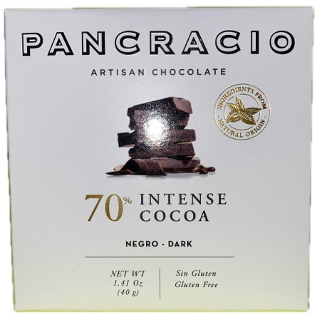 MINI TABLETA CHOCOLATE NEGRO 70% PANCRACIO 40G – GOURMET ARTESANAL DE ESPAÑA