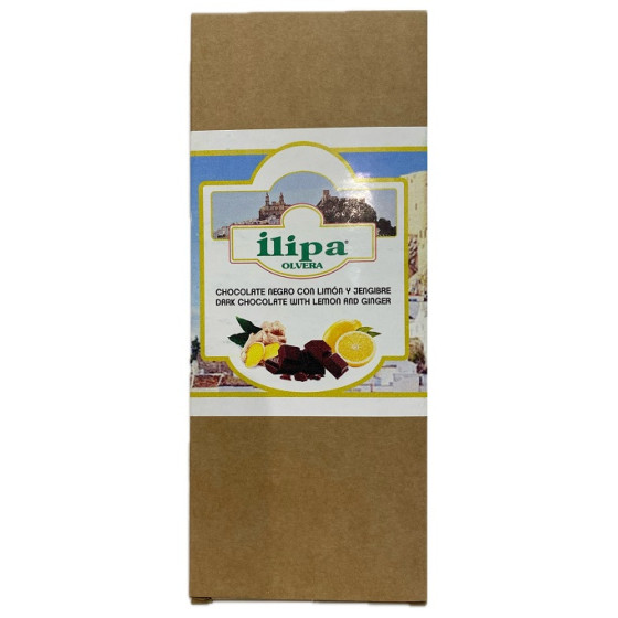 CHOCOLATE NEGRO CON LIMÓN Y JENGIBRE ILIPA 110 G – ARTESANAL DE OLVERA (CÁDIZ)
