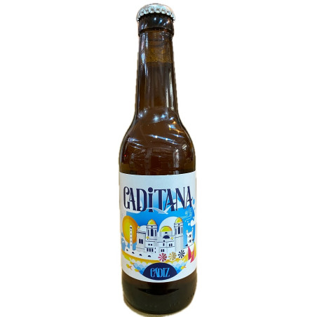 CERVEZA GADITANA ARTESANAL RUBIA LAGER 100% DE CÁDIZ BLANCA Y VERDE