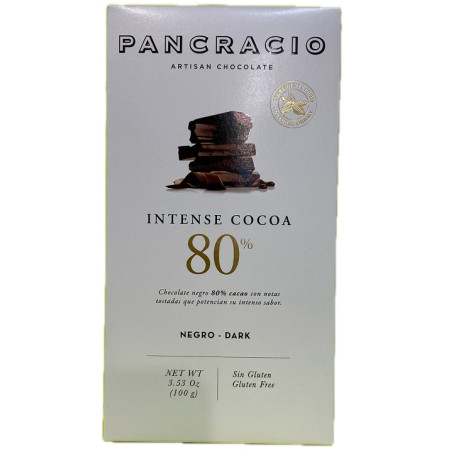 TABLETA DE CHOCOLATE NEGRO 80% CACAO PANCRACIO 100G – GOURMET ARTESANAL DE ESPAÑA