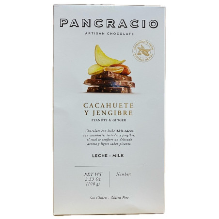 CHOCOLATE PANCRACIO CACAHUETE Y JENGIBRE 100G 42% CACAO