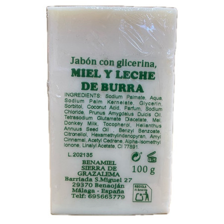 JABÓN CON GLICERINA MIEL Y LECHE DE BURRA BENAMIEL 100 G – SIERRA DE GRAZALEMA