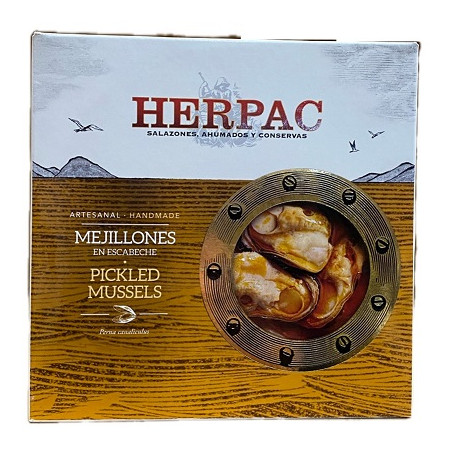 MEJILLONES EN ESCABECHE HERPAC 523 G – BARBATE SALAZONES AHUMADOS Y CONSERVAS