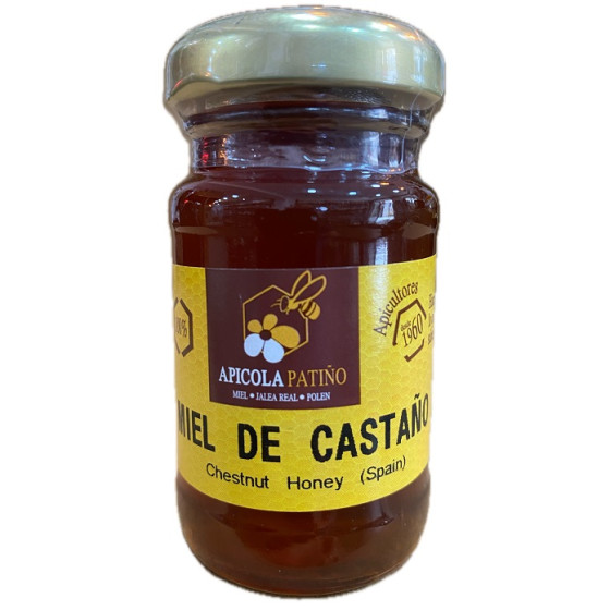 MIEL DE CASTAÑO APÍCOLA PATIÑO 80 G – TARRO GOURMET ARTESANAL DE CONIL (CÁDIZ)