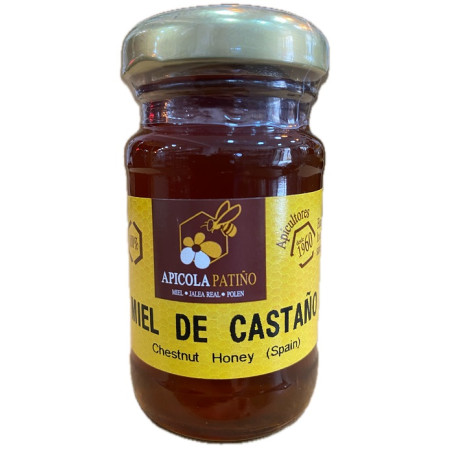 MIEL DE CASTAÑO APÍCOLA PATIÑO 80 G – TARRO GOURMET ARTESANAL DE CONIL (CÁDIZ)