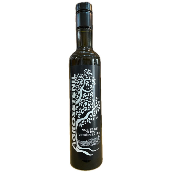 ACEITE DE OLIVA VIRGEN EXTRA 500 ML BOTELLA CRISTAL OSCURA AGROSETENIL – GOURMET DE CÁDIZ