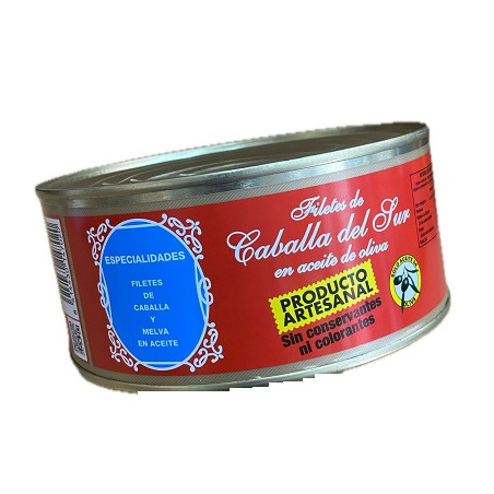 FILETES DE CABALLA EN ACEITE DE OLIVA VIRGEN DEL CARMEN 975 G – CONSERVA DE TARIFA