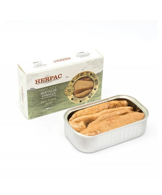 HUEVAS DE CABALLA EN ACEITE DE OLIVA LATA 120g. HERPAC BARBATE