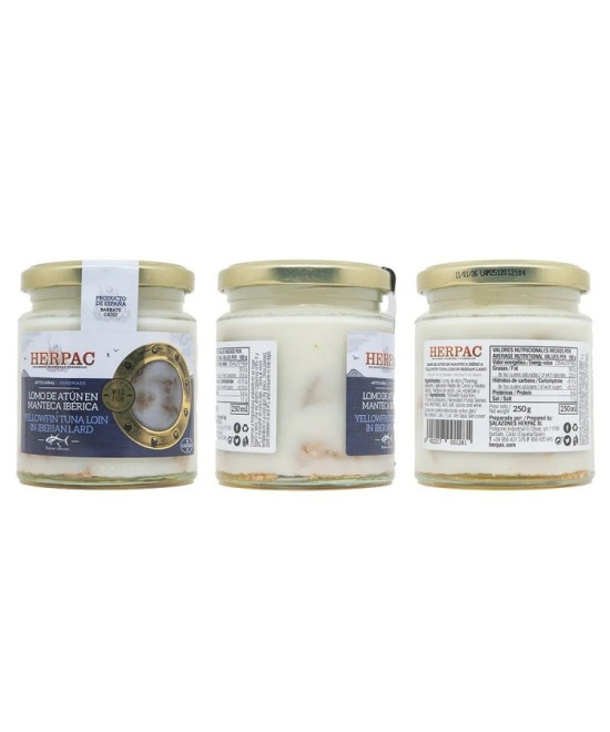 LOMO DE ATÚN YELLOWFIN EN MANTECA IBÉRICA TARRO 250g. HERPAC BARBATE