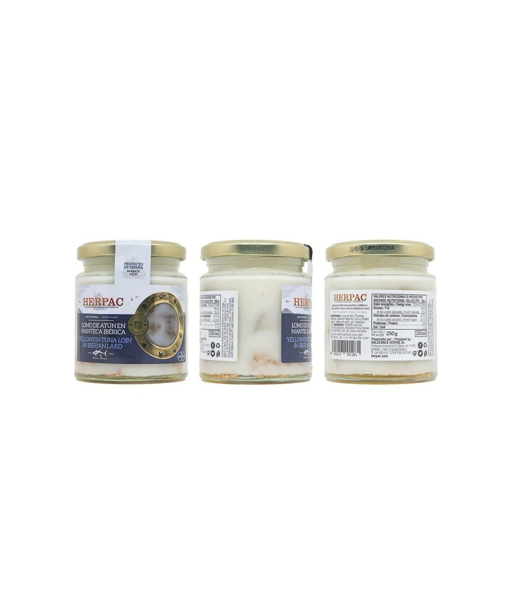 LOMO DE ATÚN YELLOWFIN EN MANTECA IBÉRICA TARRO 250g. HERPAC BARBATE