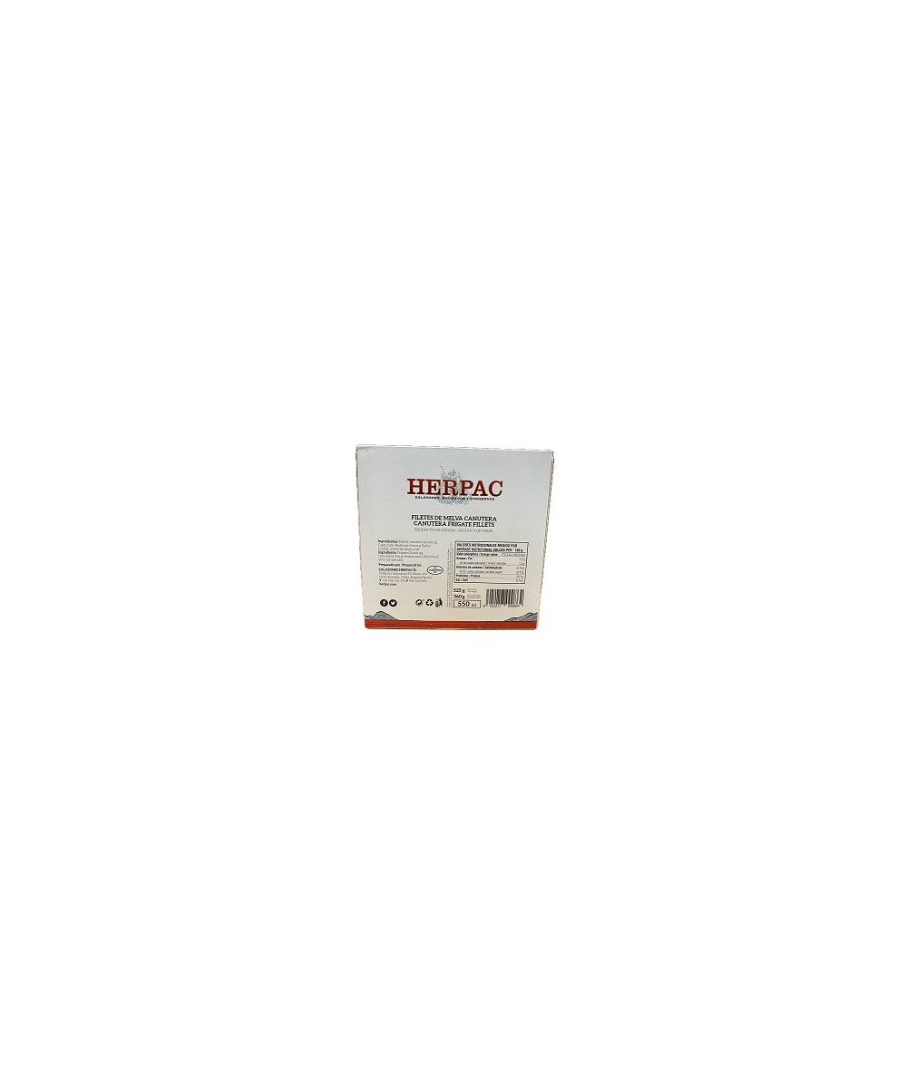 FILETES E MELVA CANUTERA EN ACEITE DE OLIVA LATA 525g. HERPAC BARBATE