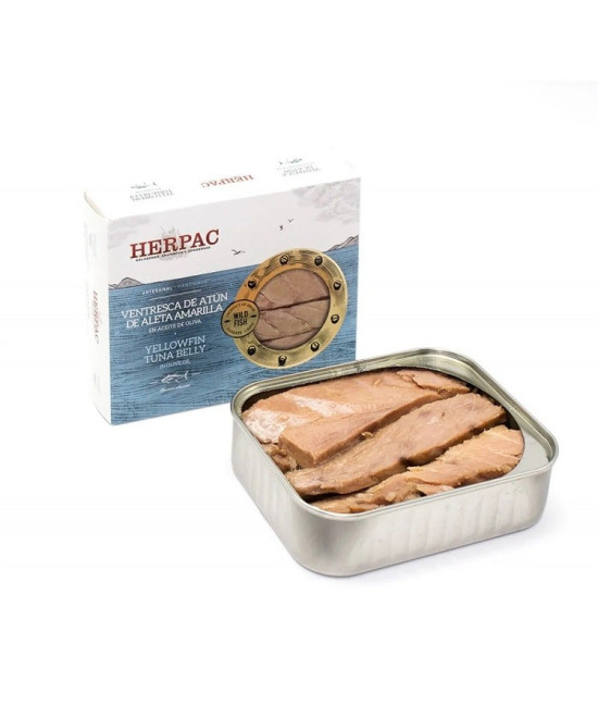 VENTRESCA DE ATÚN DE ALETA AMARILLA EN ACEITE DE OLIVA LATA 245g. HERP